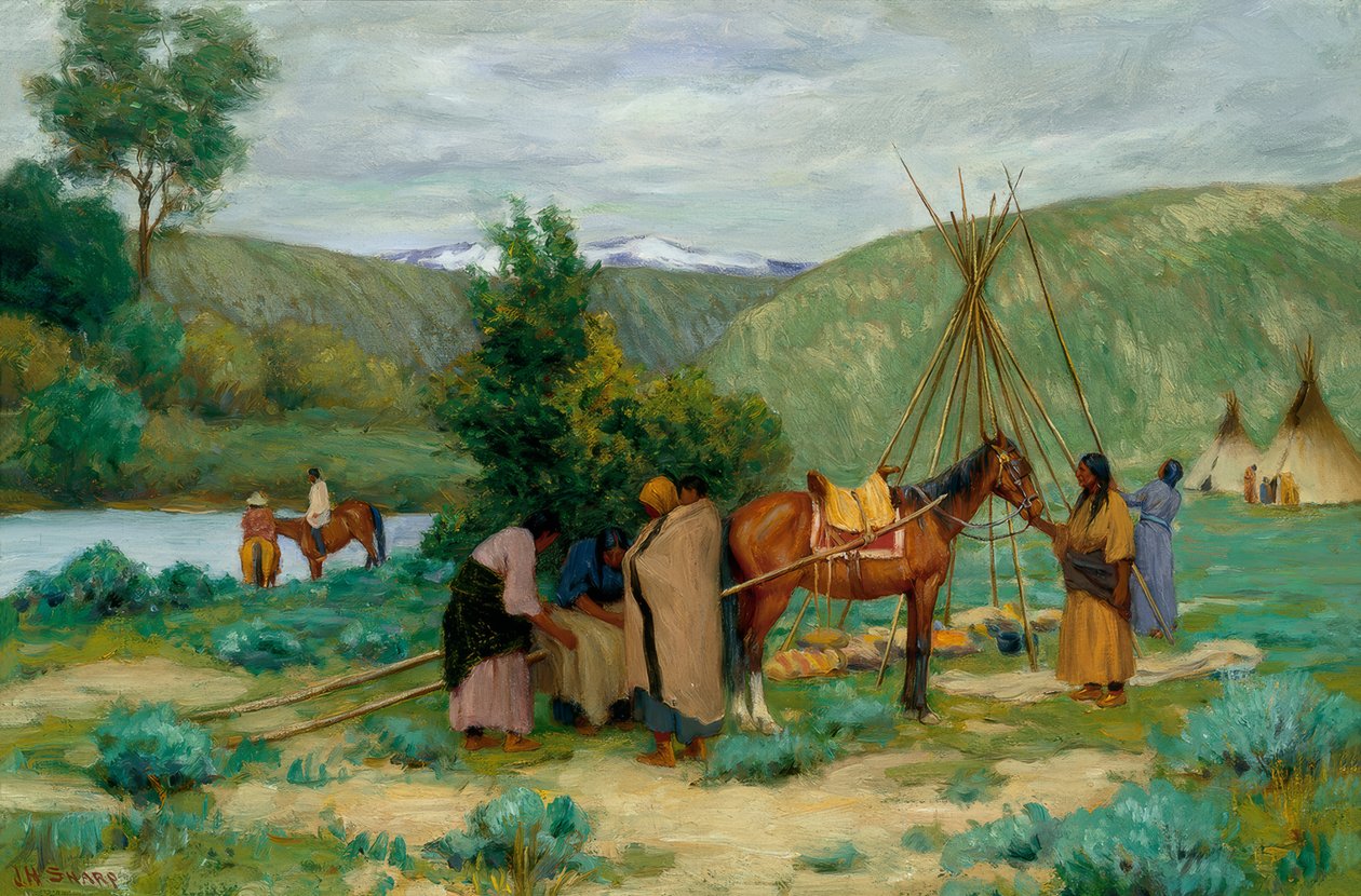 Installation du camp, Little Big Horn, Montana - Joseph Henry Sharp