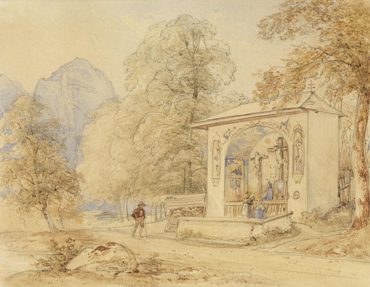 Joseph Höger Randonneur et chapelle de Golgotha - Joseph Hoger