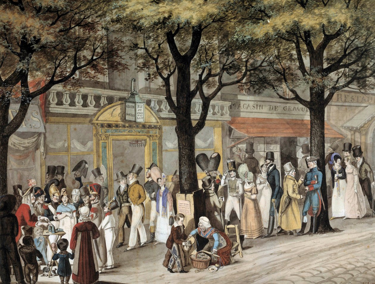 Promenade sur un boulevard à Paris en 1819 - Joseph Louis Hippolyte Bellange