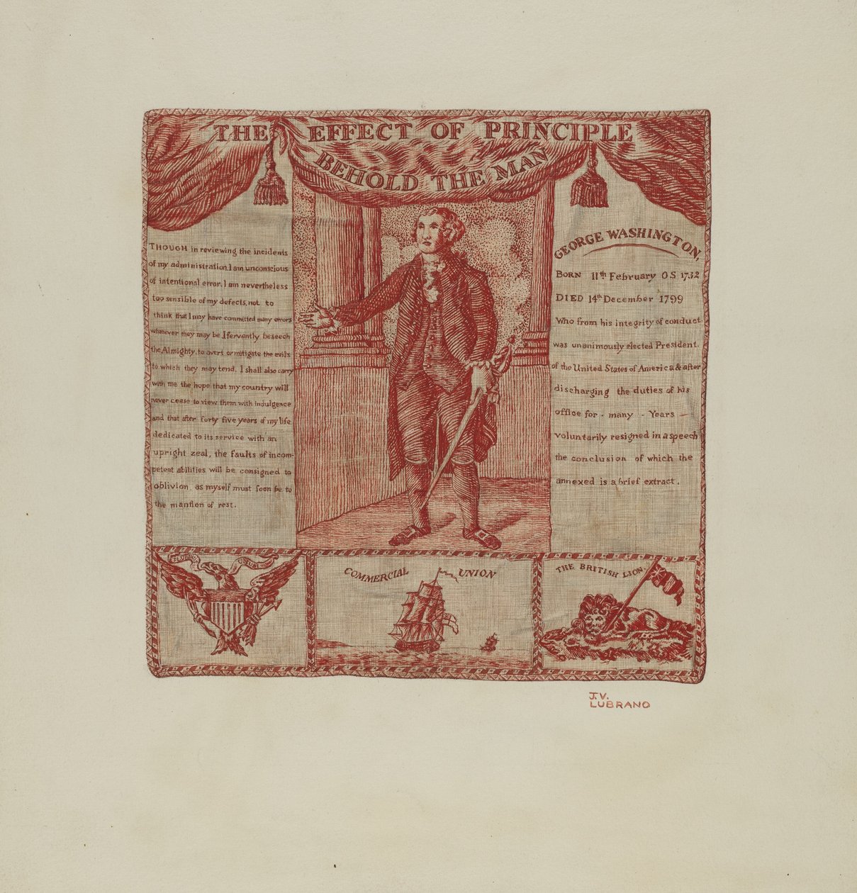 Textile imprimé de George Washington, vers 1939 - Joseph Lubrano