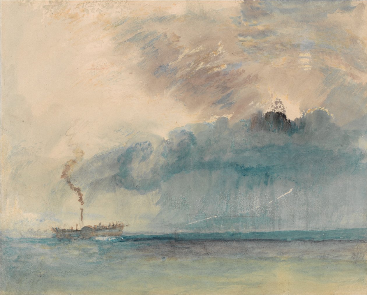 Un bateau à vapeur à roues dans une tempête sur le lac des Quatre-Cantons - Joseph Mallord William Turner