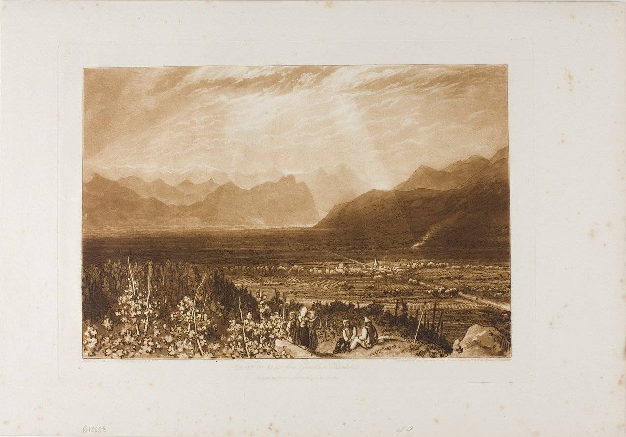Chaîne des Alpes de Grenoble à Chambéry, planche 40 de Liber Studiorum - Joseph Mallord William Turner