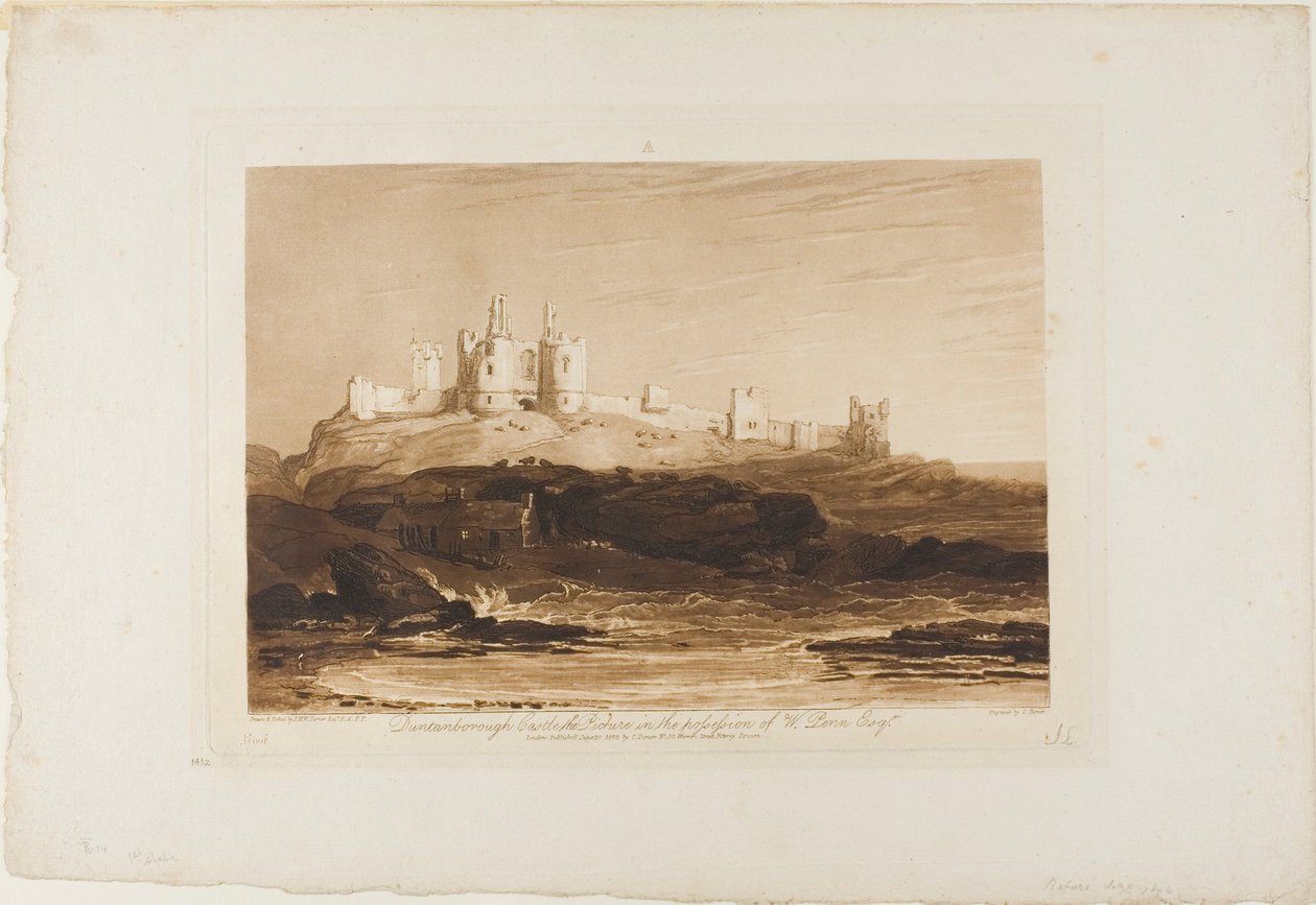 Château de Dunstanborough, planche 14 de Liber Studiorum - Joseph Mallord William Turner