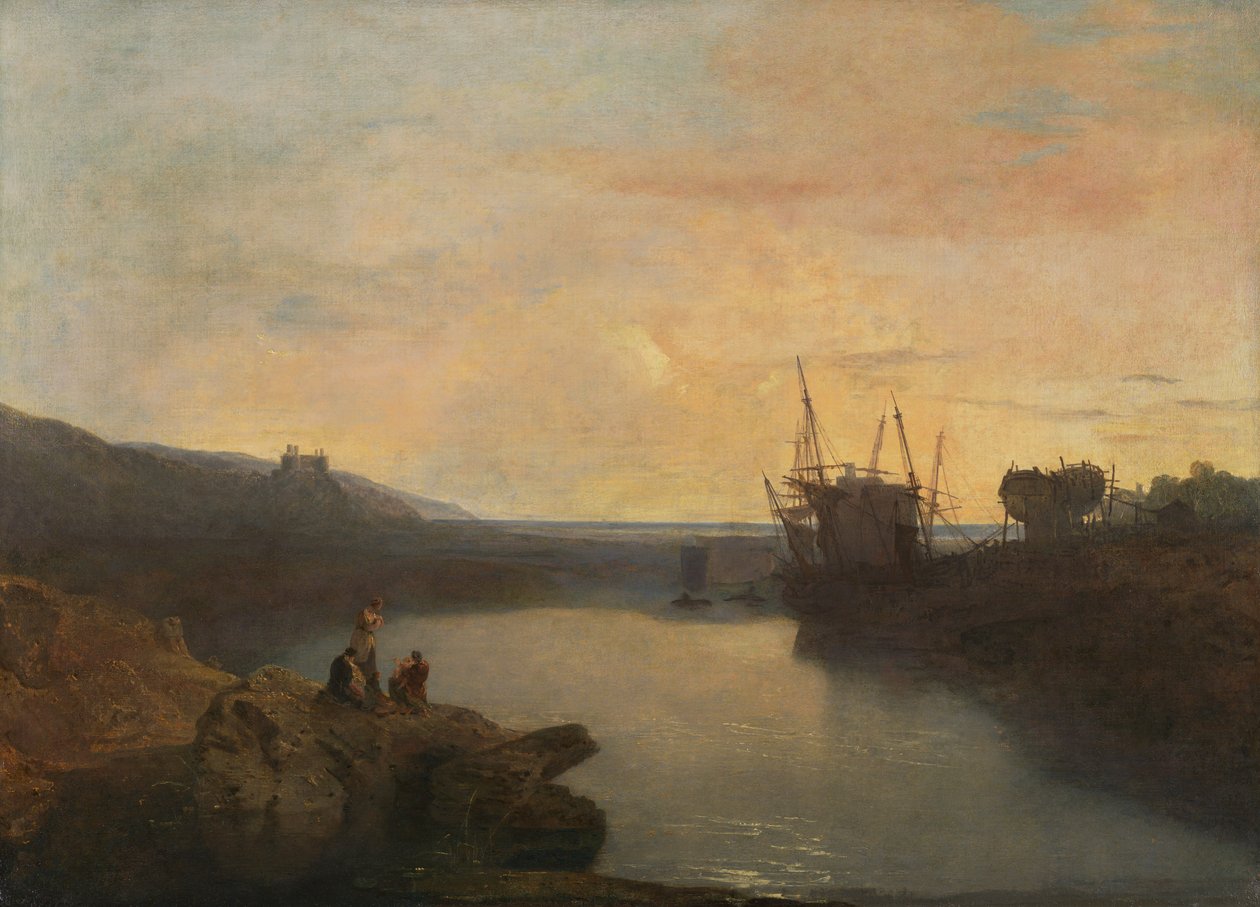 Château de Harlech, depuis Tygwyn Ferry, crépuscule d