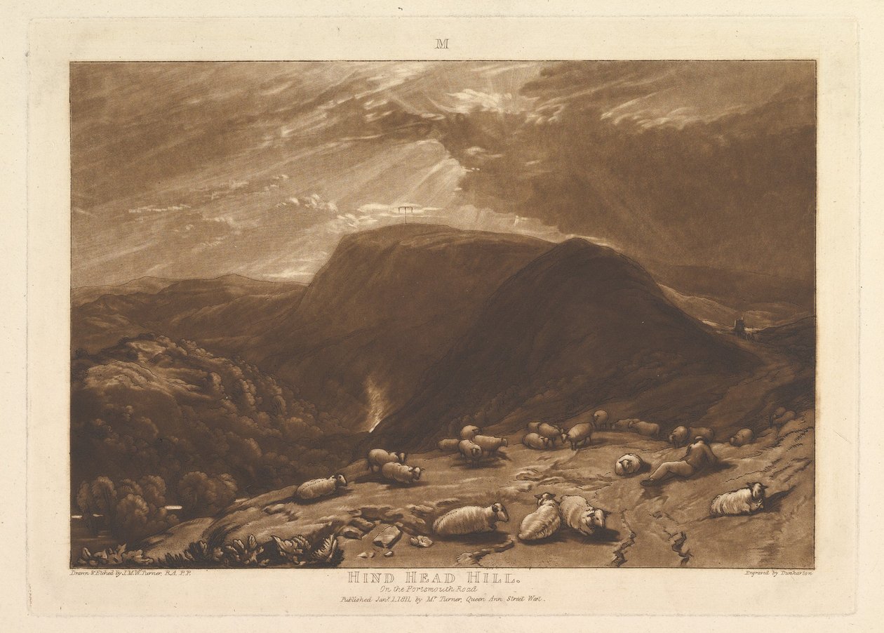 Hind Head Hill, sur la route de Portsmouth Liber Studiorum, partie V, planche 25, 1er janvier 1811 - Joseph Mallord William Turner