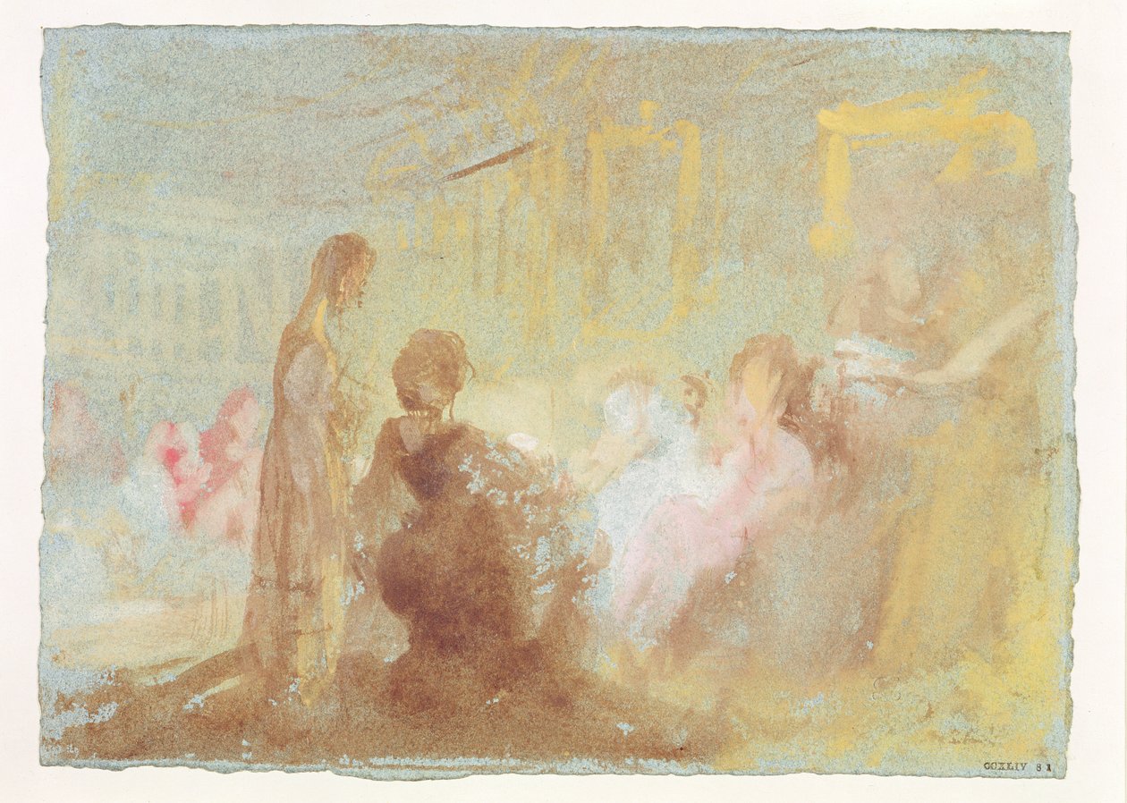 Intérieur à Petworth House avec des gens en conversation, 1830 - Joseph Mallord William Turner