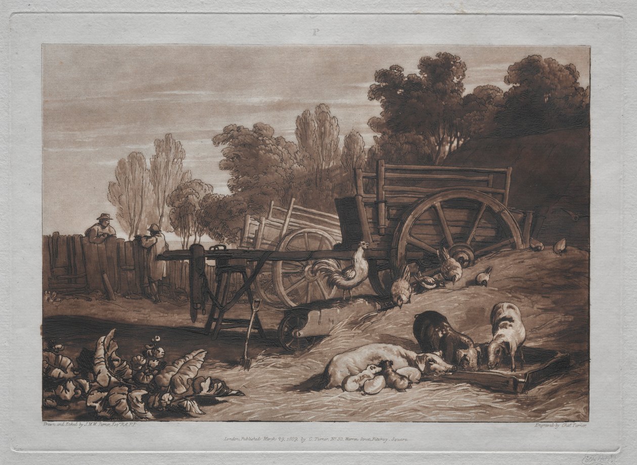 Liber Studiorum : La cour de ferme avec le coq - Joseph Mallord William Turner
