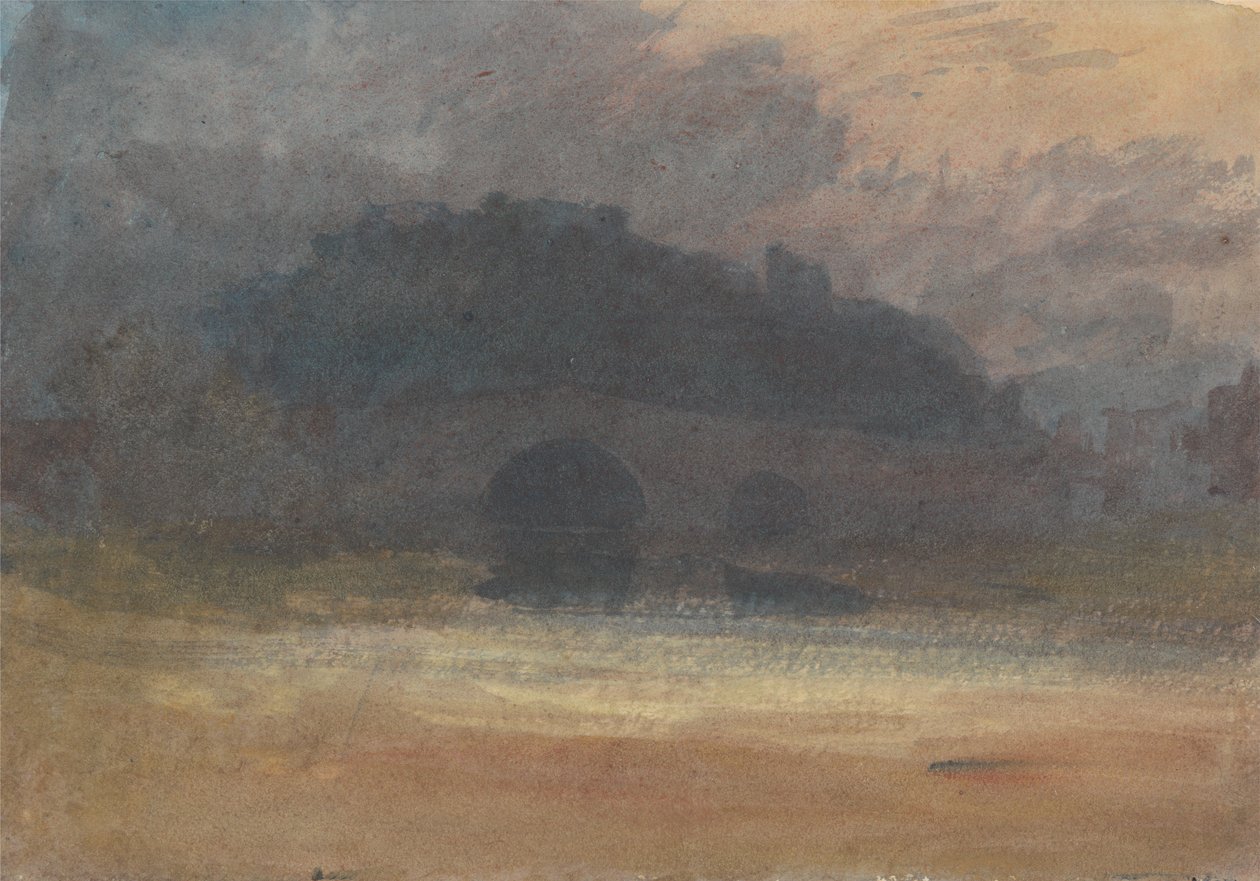 Le pont sur la Rye à Helmsley, avec le château en arrière-plan - Joseph Mallord William Turner