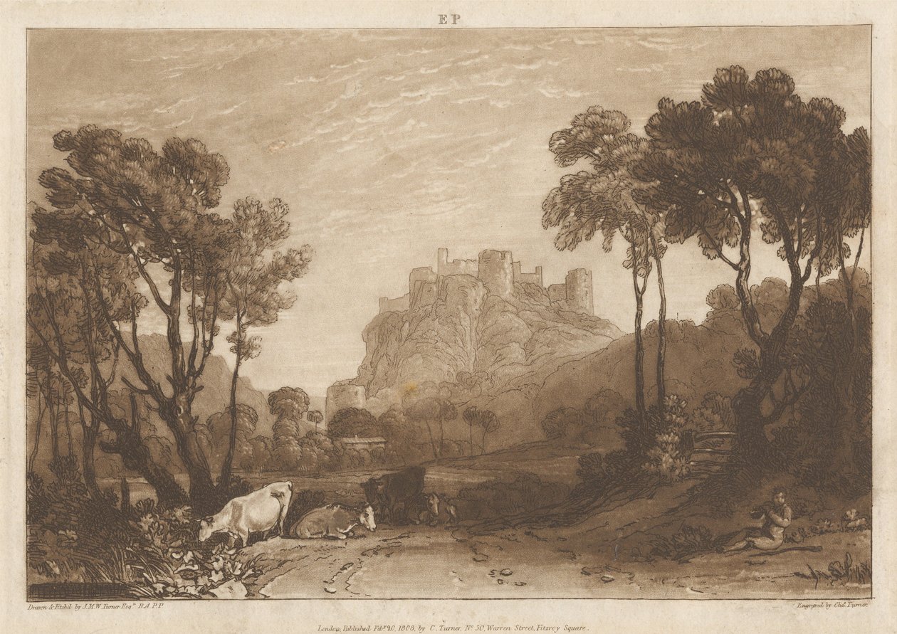 Le château au-dessus des prairies - Joseph Mallord William Turner