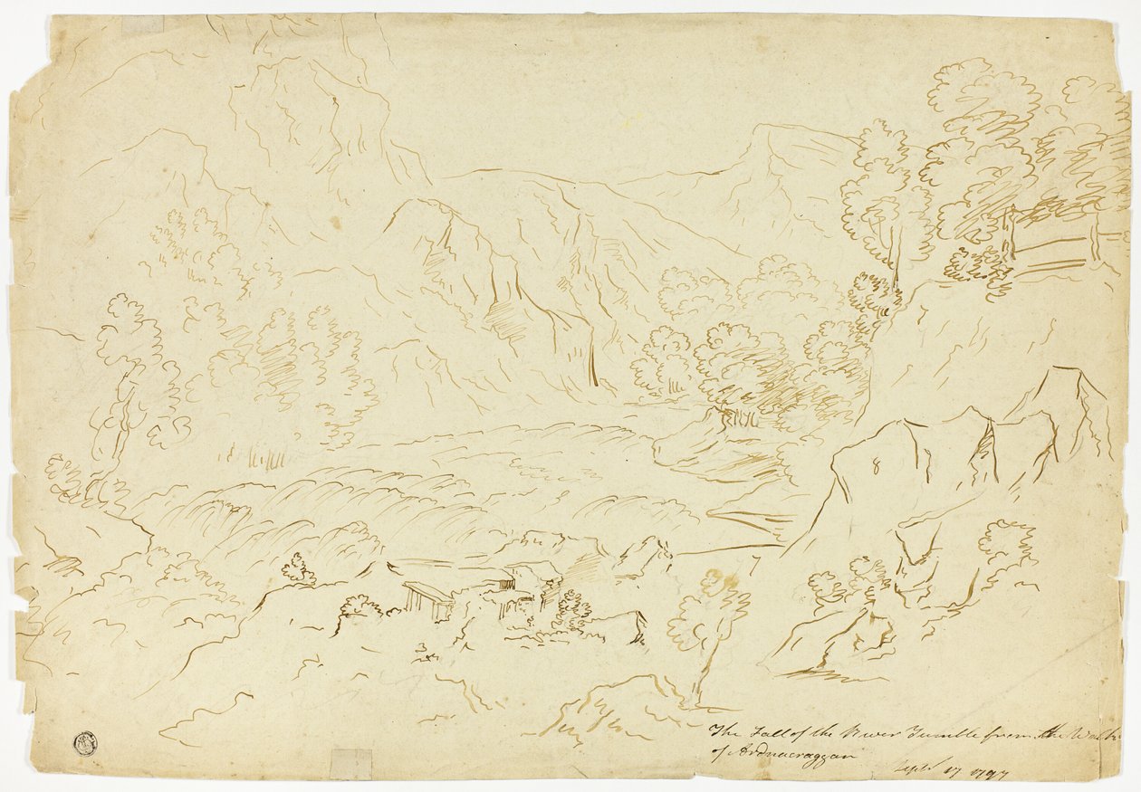 La chute de la rivière Tumble (recto); Vue de Fastraly (verso) - Joseph Mallord William Turner