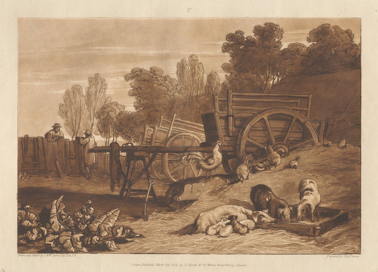 La cour de la ferme avec le coq - Joseph Mallord William Turner