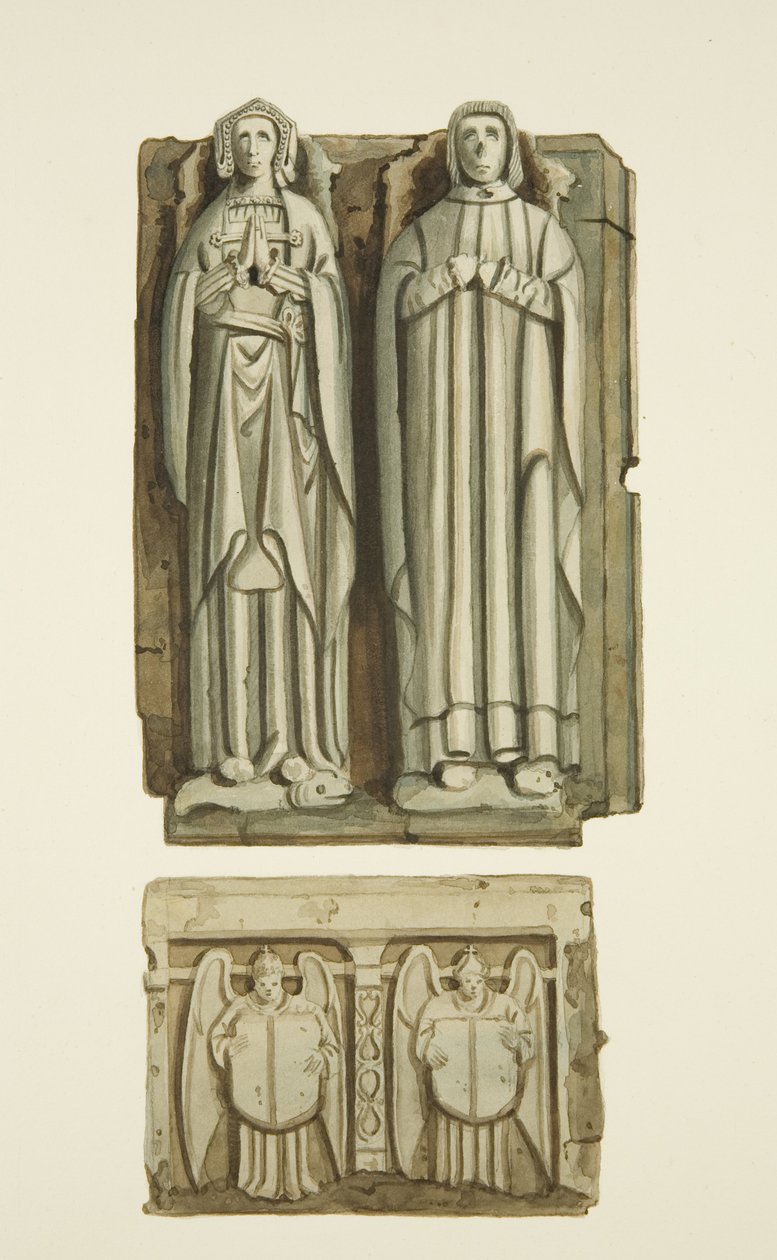 Effigies sur la tombe de Thomas Rowley et de sa femme dans la crypte de l