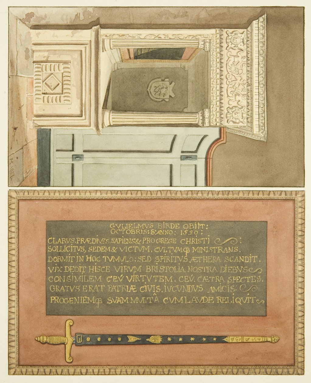 Extrémité du monument de William Bird dans St Mark