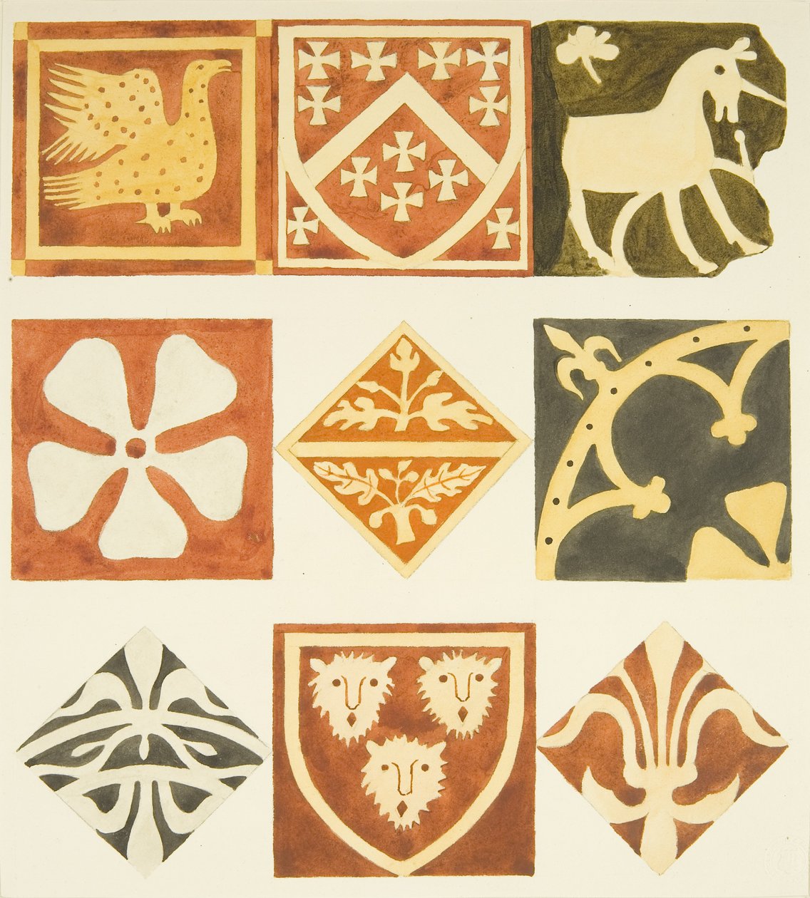 Carreaux dans la salle de la sacristie et diverses parties du sol de la Cathédrale de Bristol - Joseph Manning