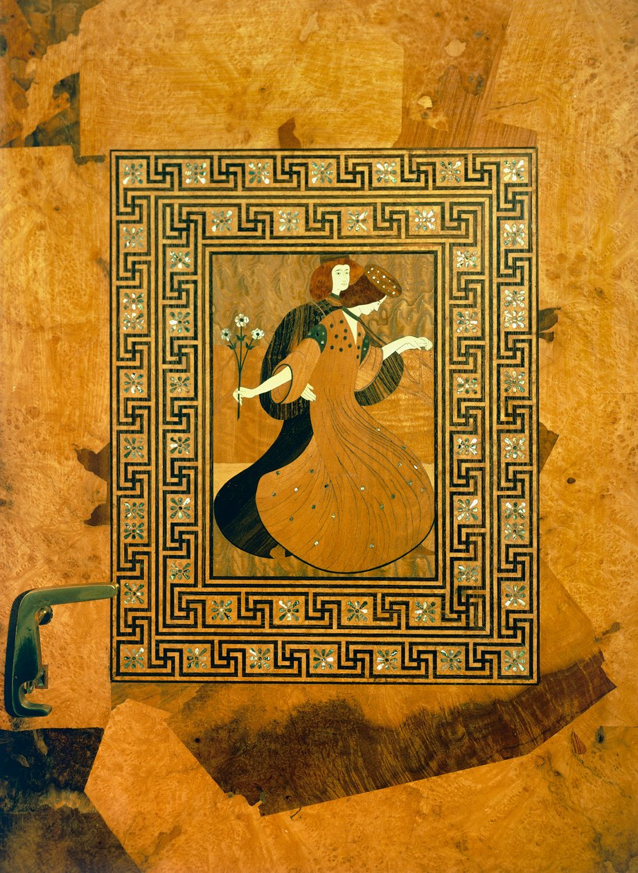 Scène galante, incrustation décorative sur la porte de la salle de musique, dessin de Joseph Maria Olbrich (1867-1908), Vienne, Autriche - Joseph Maria Olbrich