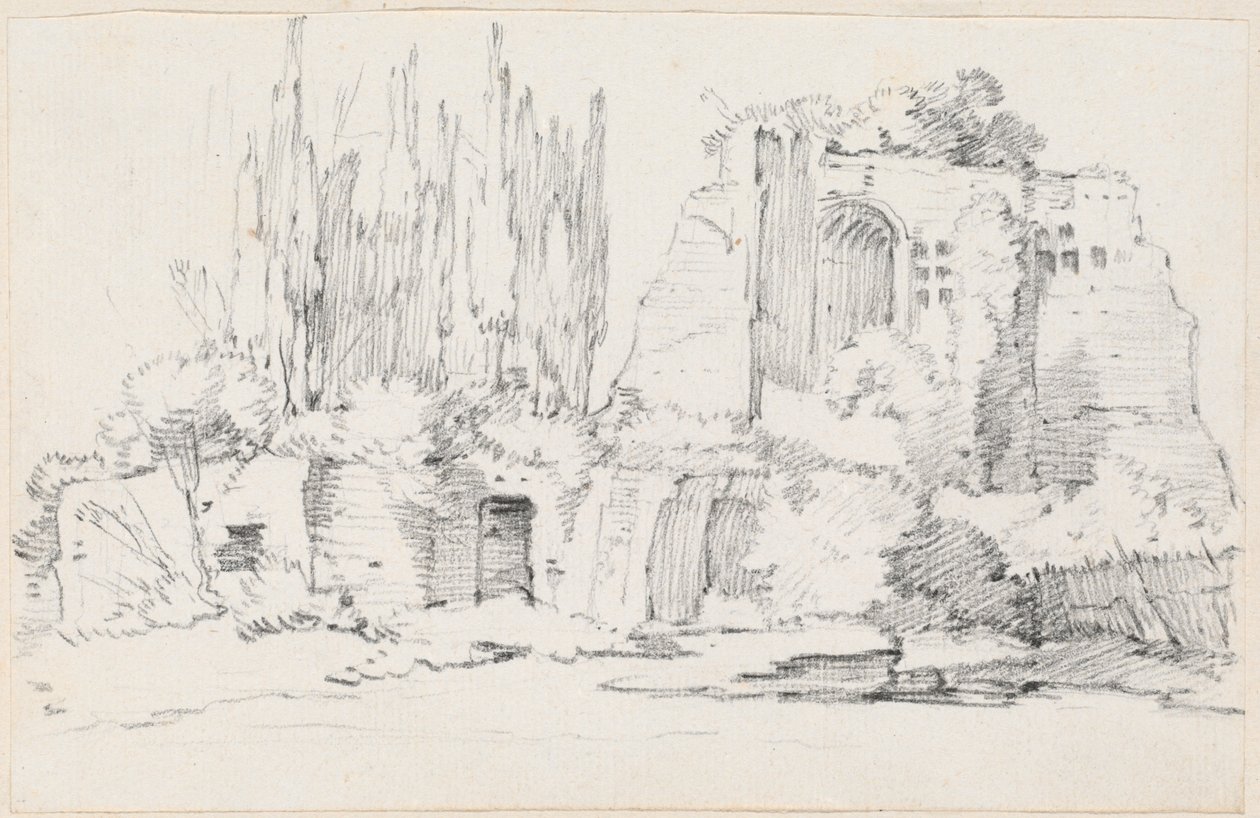 Ruines romaines avec un bosquet de cyprès - Joseph Marie Vien