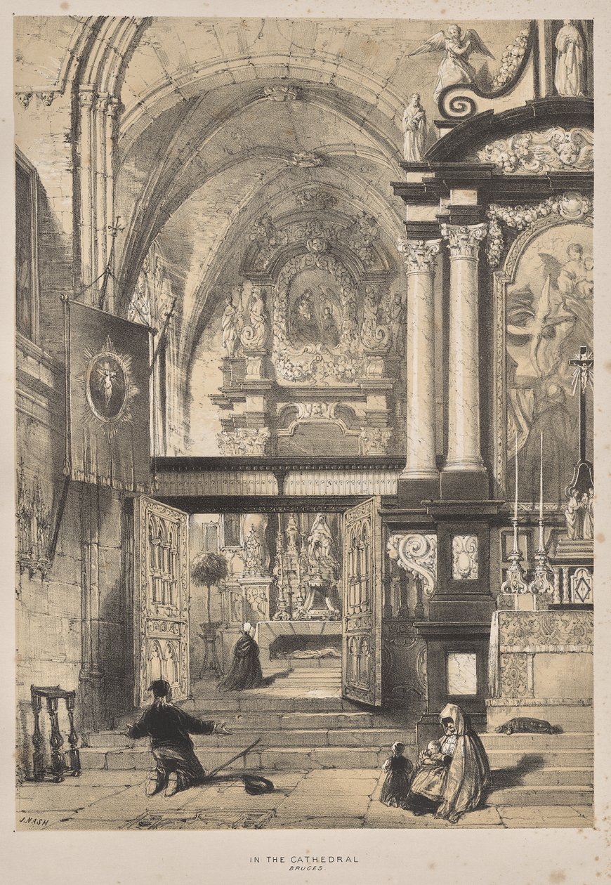 Architecture du Moyen Âge: Dans la Cathédrale, Bruges - Joseph Nash