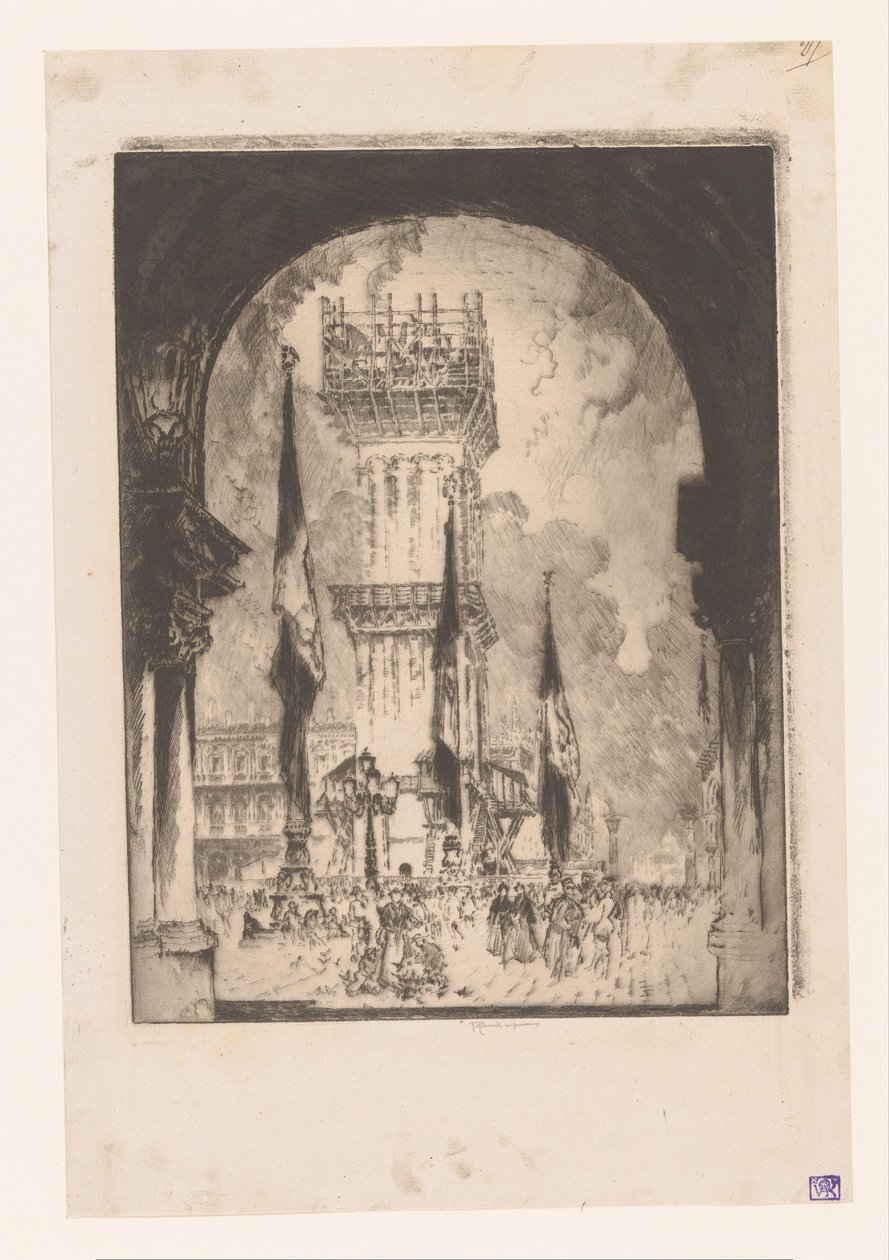 Campanile de Venise en reconstruction - Joseph Pennell (signed by artist)