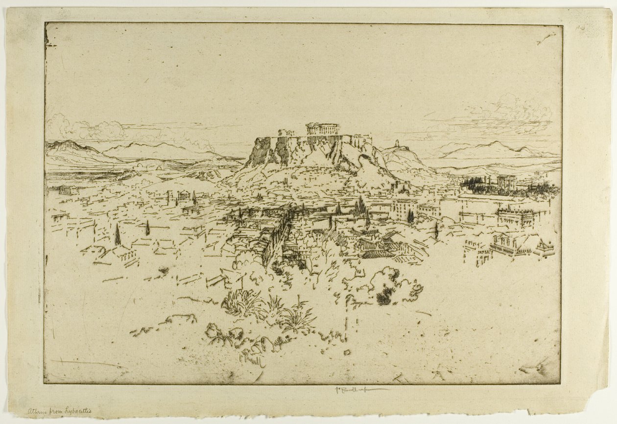 Athènes depuis le mont Lybacettus - Joseph Pennell