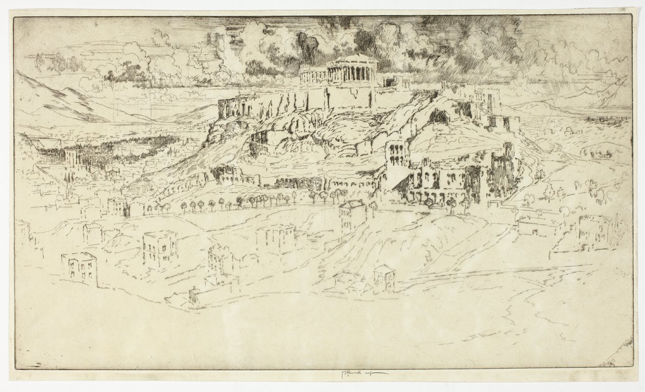 Athènes depuis la tombe de Philopotes - Joseph Pennell