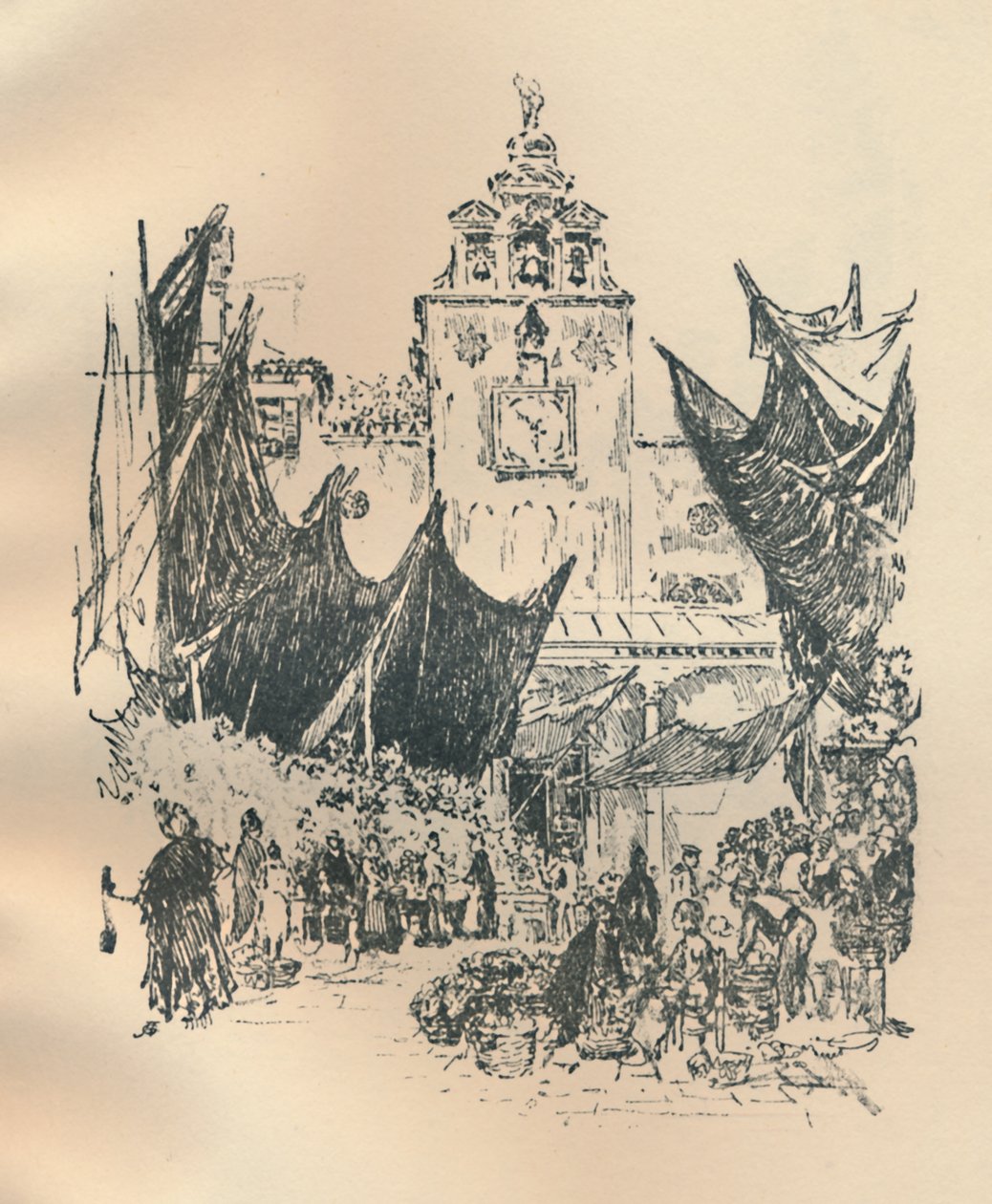 Marché aux fleurs, Venise, fin 19e-début 20e siècle, 1925 - Joseph Pennell
