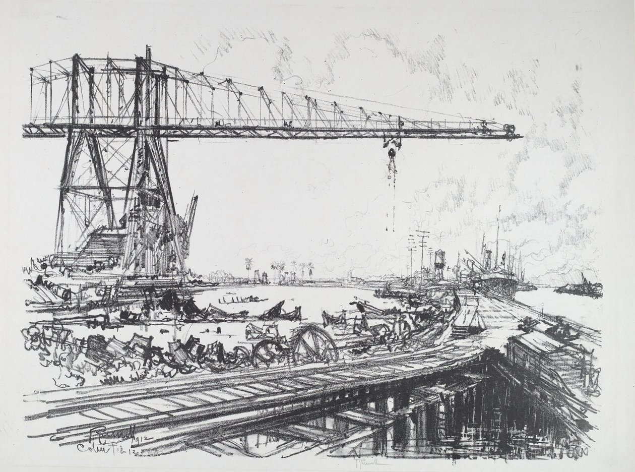 Canal français et grues américaines - Joseph Pennell