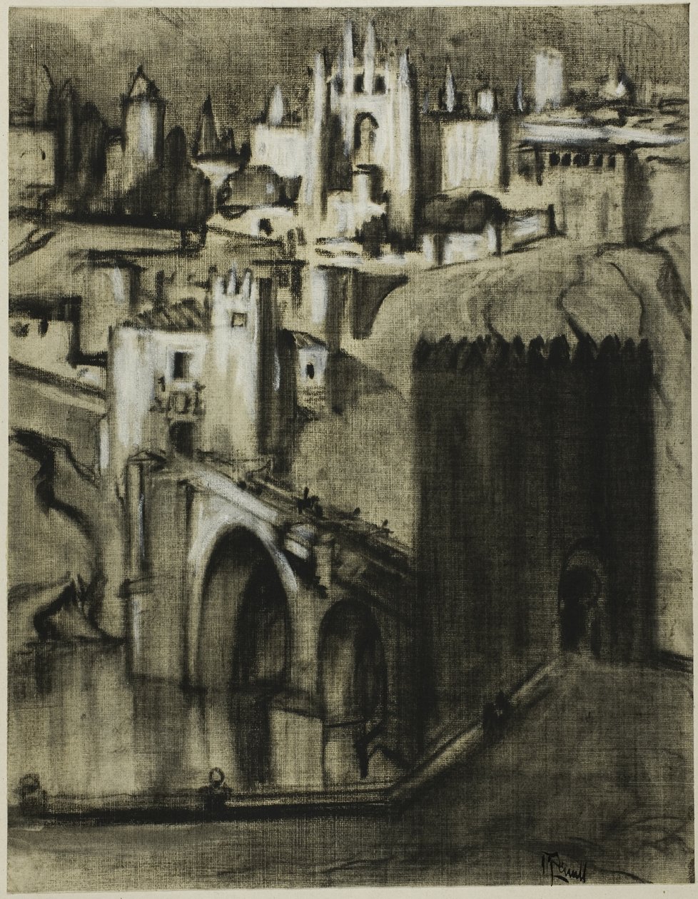 Des allées de palais en terrasses autour de la pente, Tolède - Joseph Pennell
