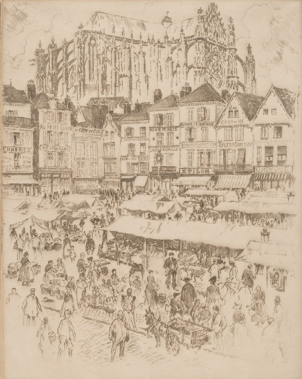La Place, Beauvais, 1907 - Joseph Pennell