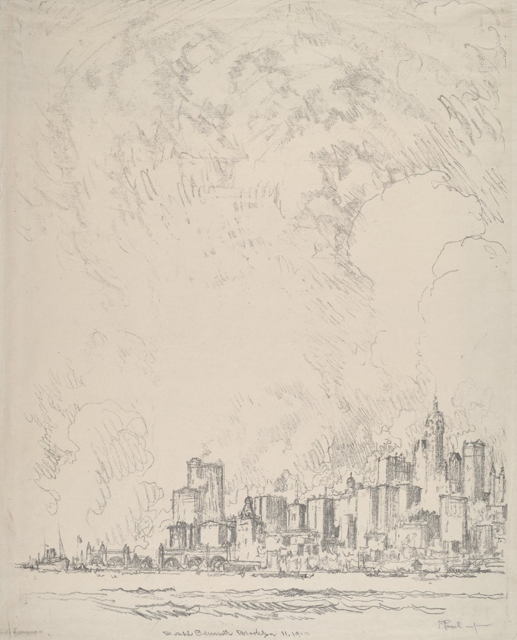 New York depuis Brooklyn - Joseph Pennell