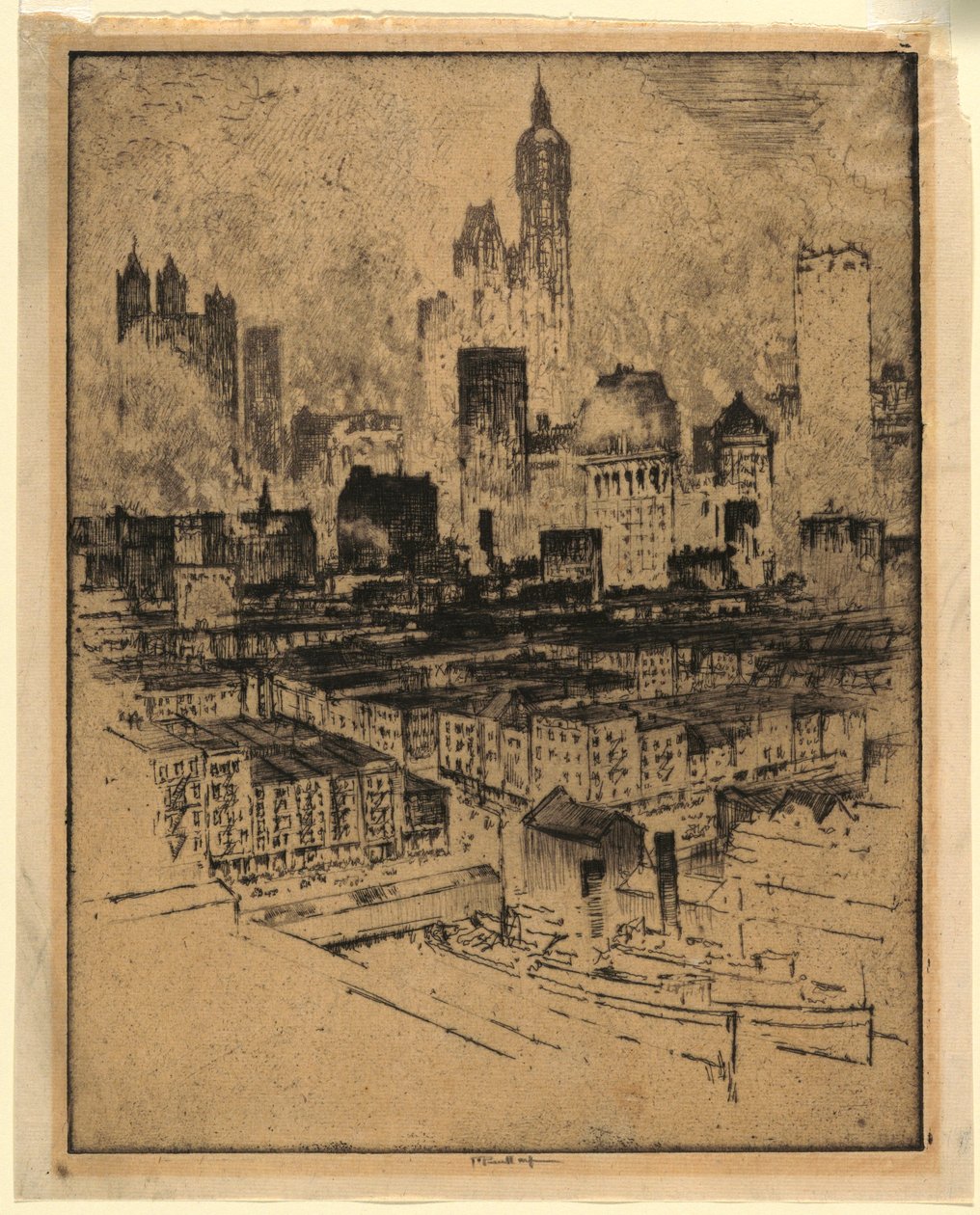 New York depuis le pont de Brooklyn - Joseph Pennell