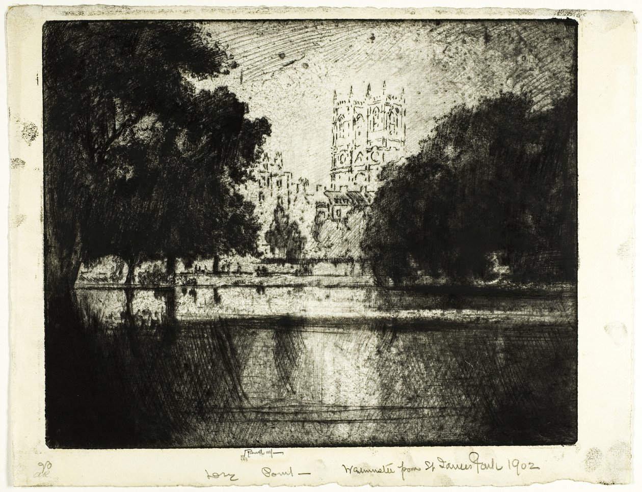 Tours de Westminster, depuis le parc Saint James - Joseph Pennell