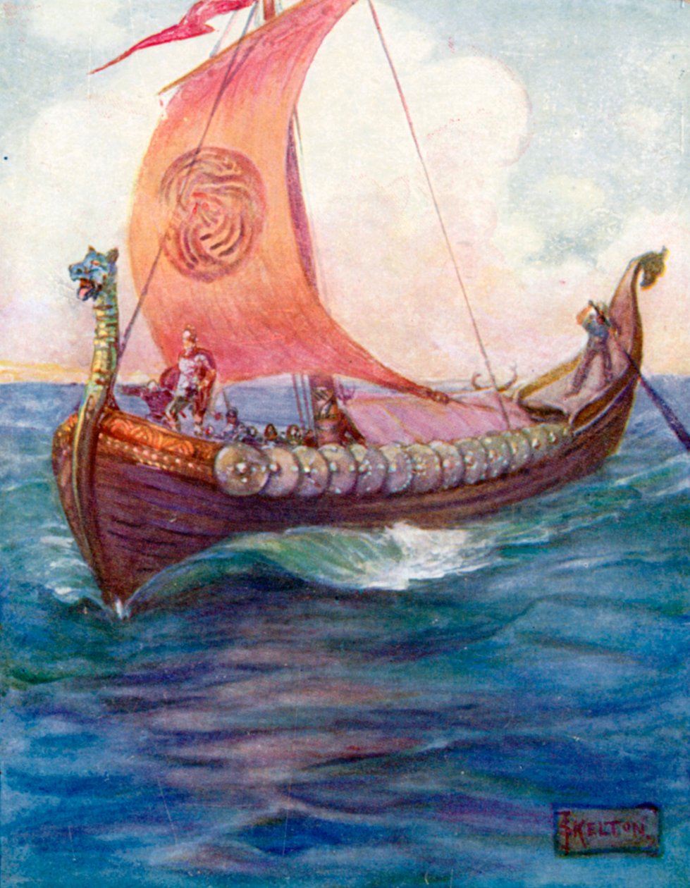 Les guerriers avancent sur la mer bleue (lithographie couleur) - Joseph Ratcliffe (after) Skelton