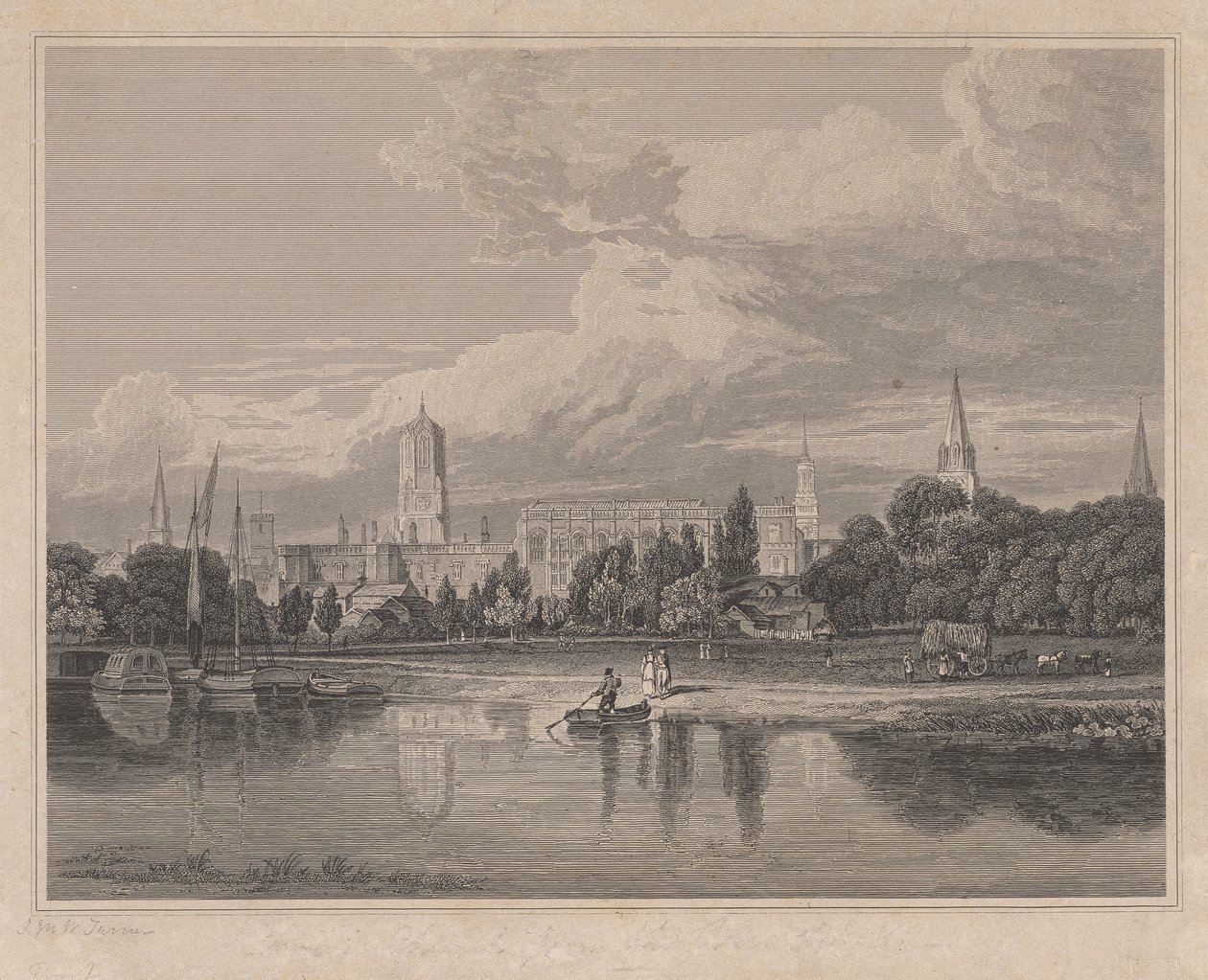 Vue sud de Christ Church, etc. depuis les prés - Joseph Skelton