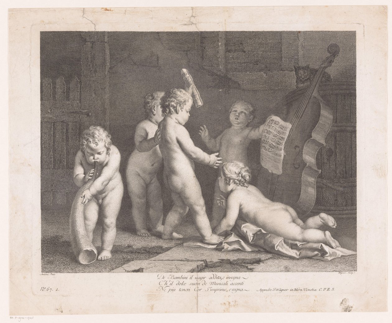 Cinq enfants jouant de la musique - Joseph Wagner
