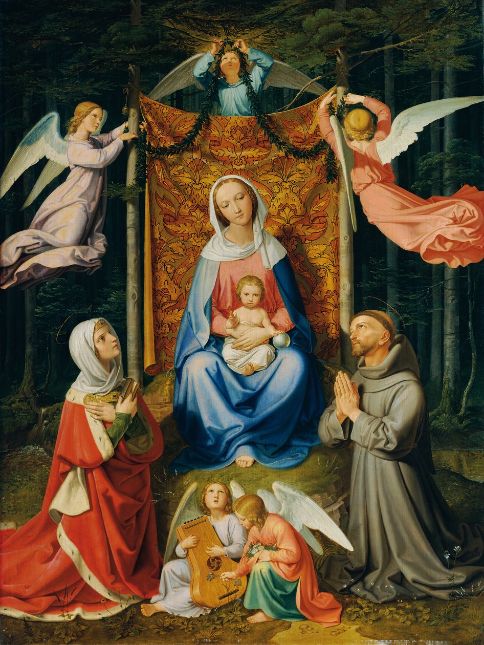Repos dans la forêt (Madone avec enfant, Sainte Adélaïde et Saint François) - Joseph von Fuhrich
