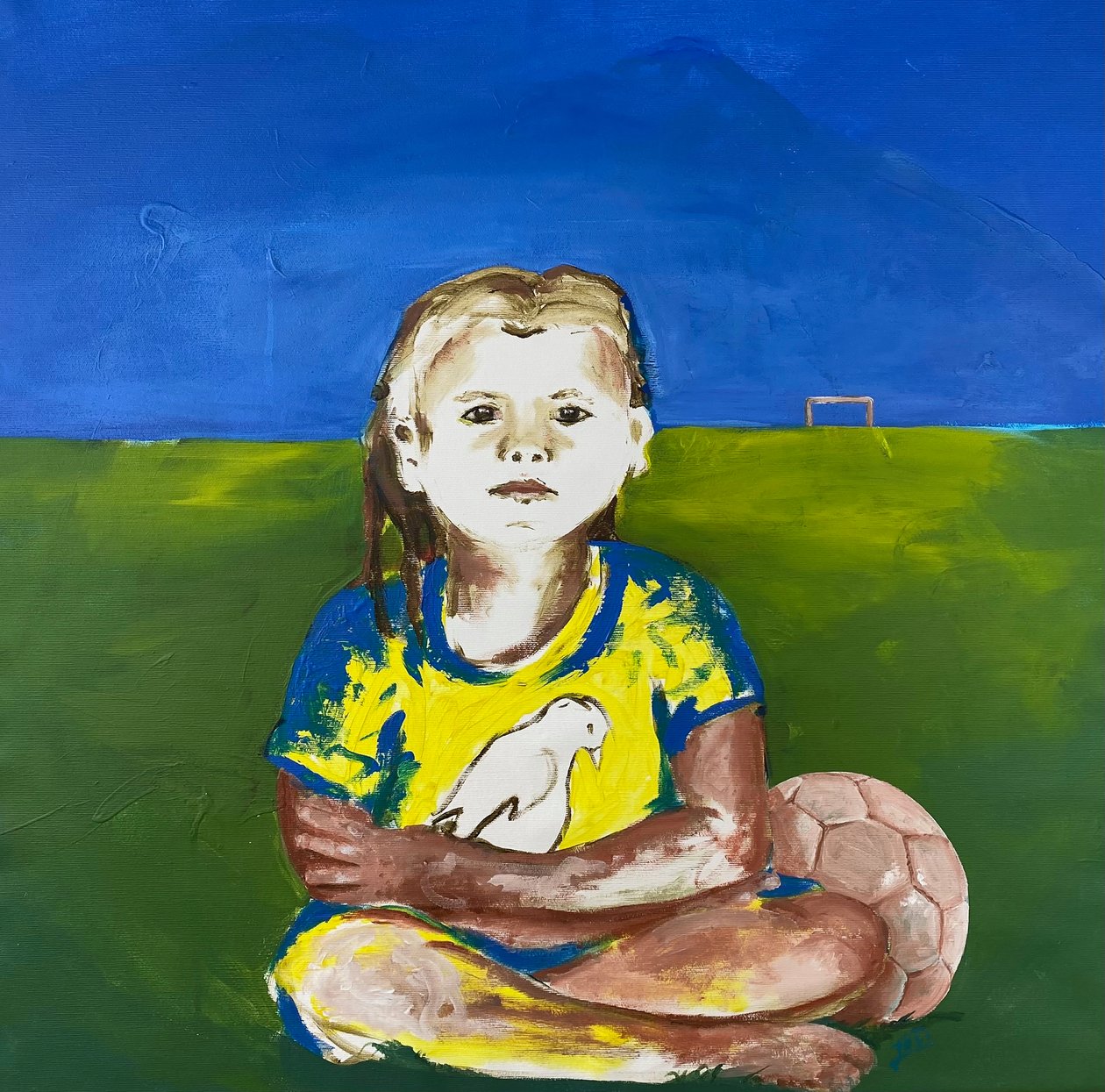 Mädchen mit Taube (Fille avec colombe), 2022 - Josephine Henning