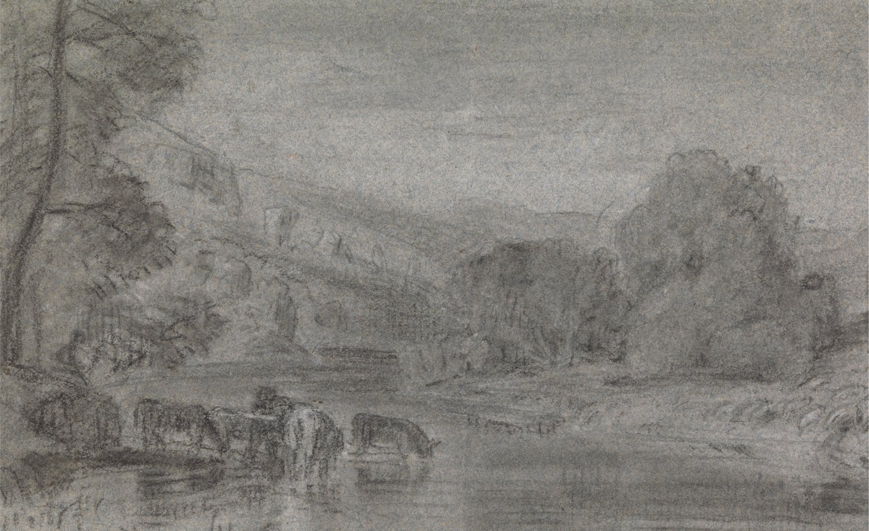 Paysage avec bétail s