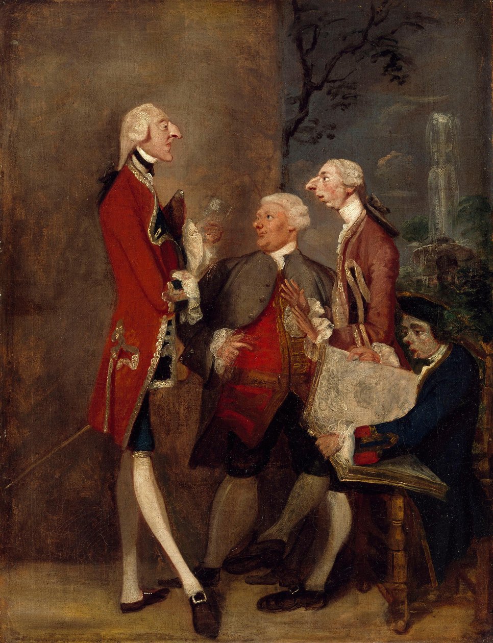 Karikatur von Thomas Brudenell, Baron Bruce, dem ehrenwerten John Ward, Joseph Leeson, später 2. Earl of Milltown, und Joseph Henry von Shafford - Joshua Reynolds