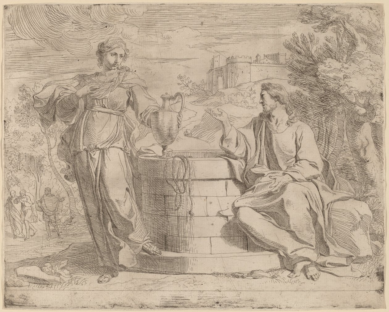 Le Christ et la femme samaritaine - Josse de Pape