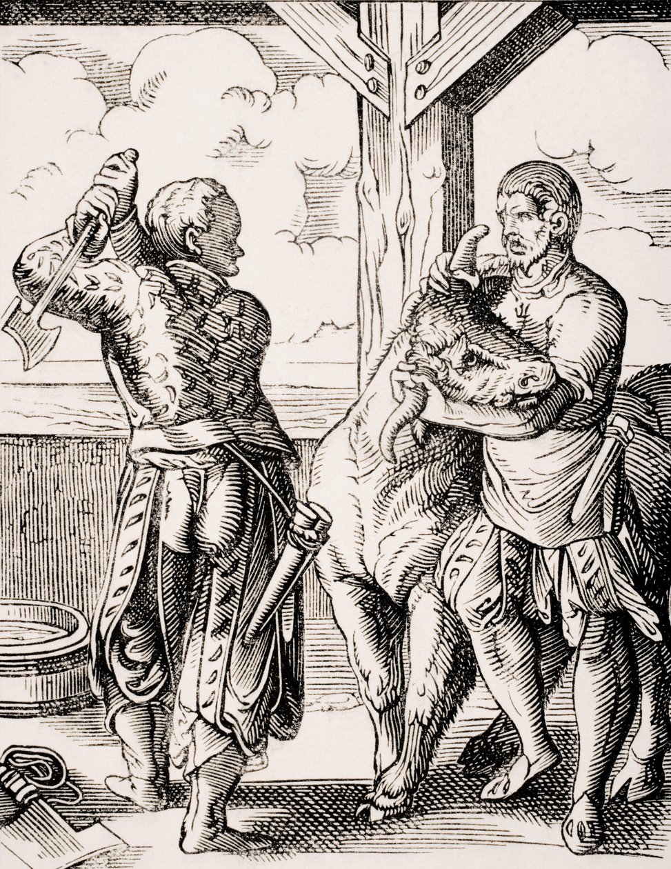 Le Boucher et son assistant, reproduction d
