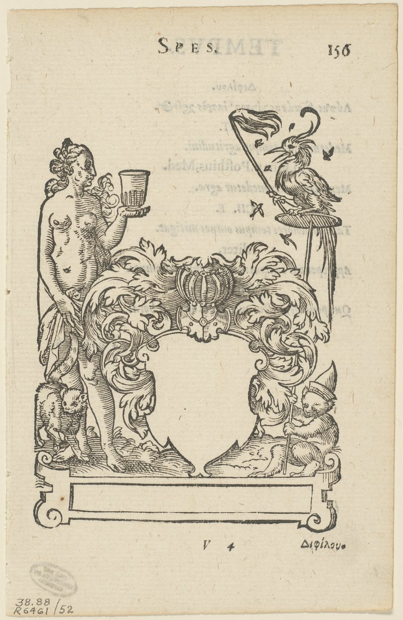 Emblème avec bouclier héraldique vierge, folio 156 de l
