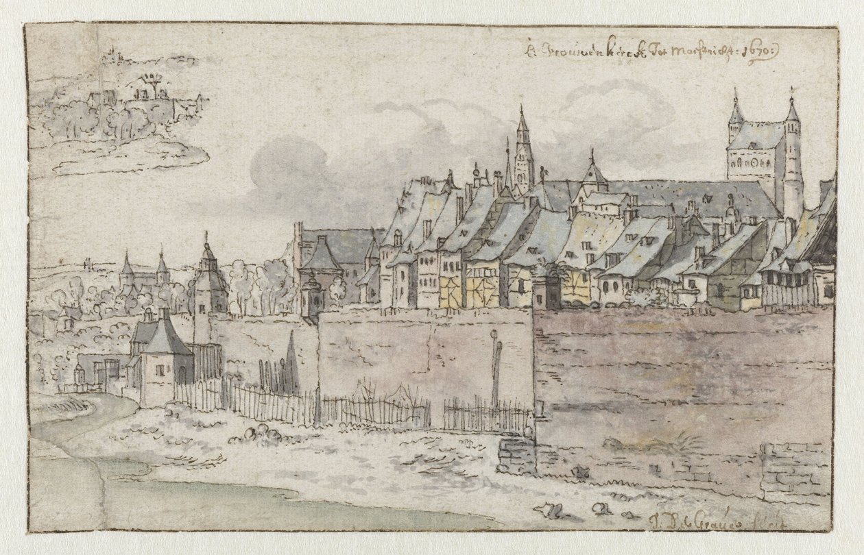Vue des murs de Maastricht avec l