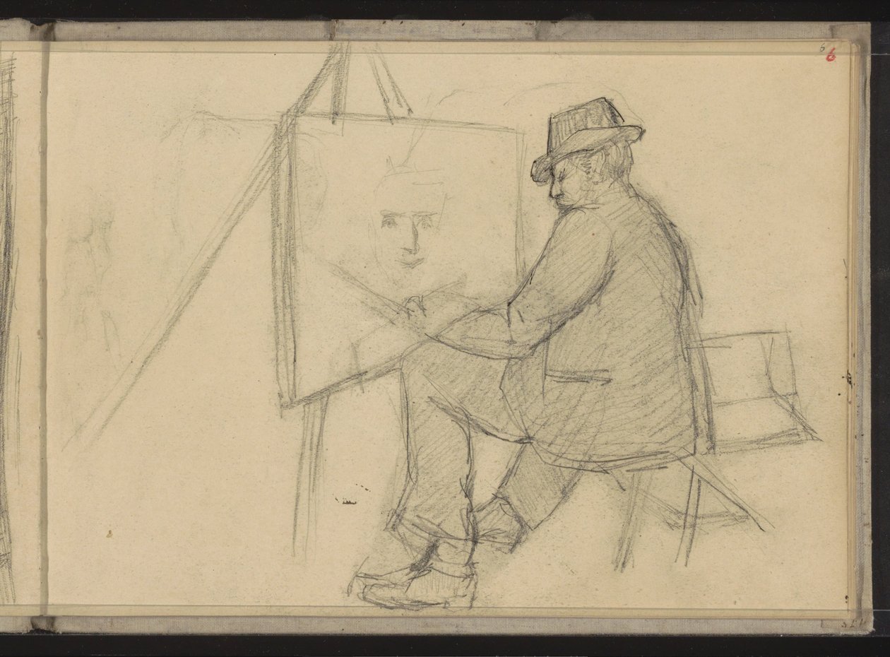 Artiste assis derrière un chevalet - Jozef Israëls