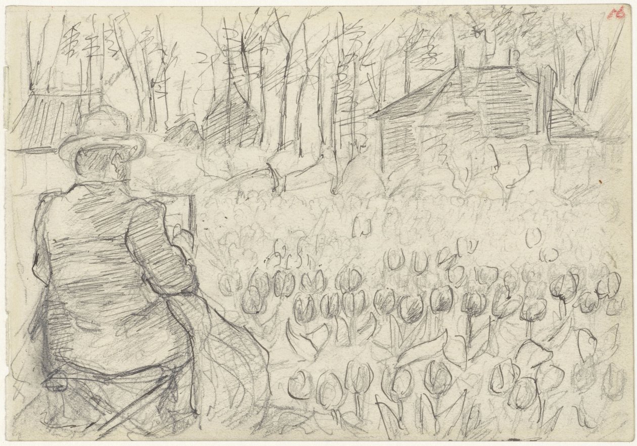 Peintre dans un champ de tulipes - Jozef Israëls