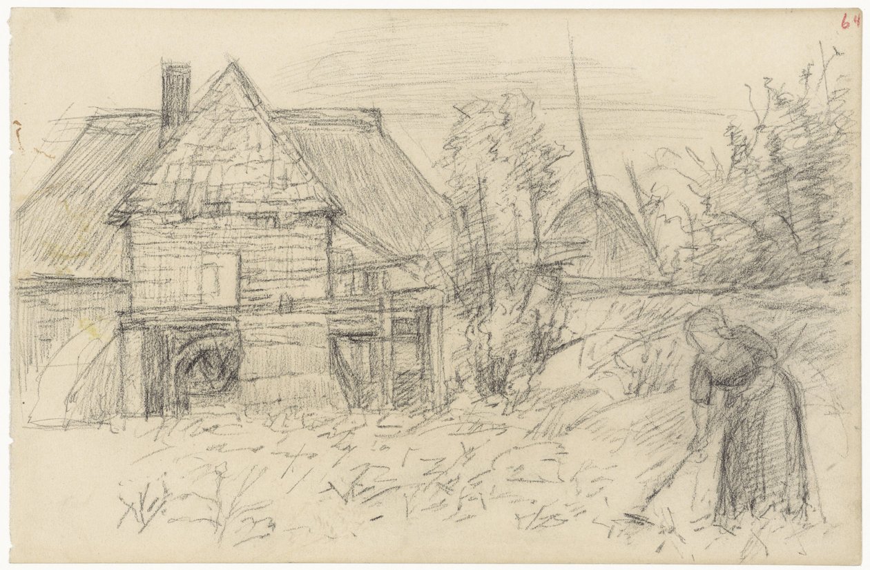 Moulin à eau avec femme ratissant - Jozef Israëls
