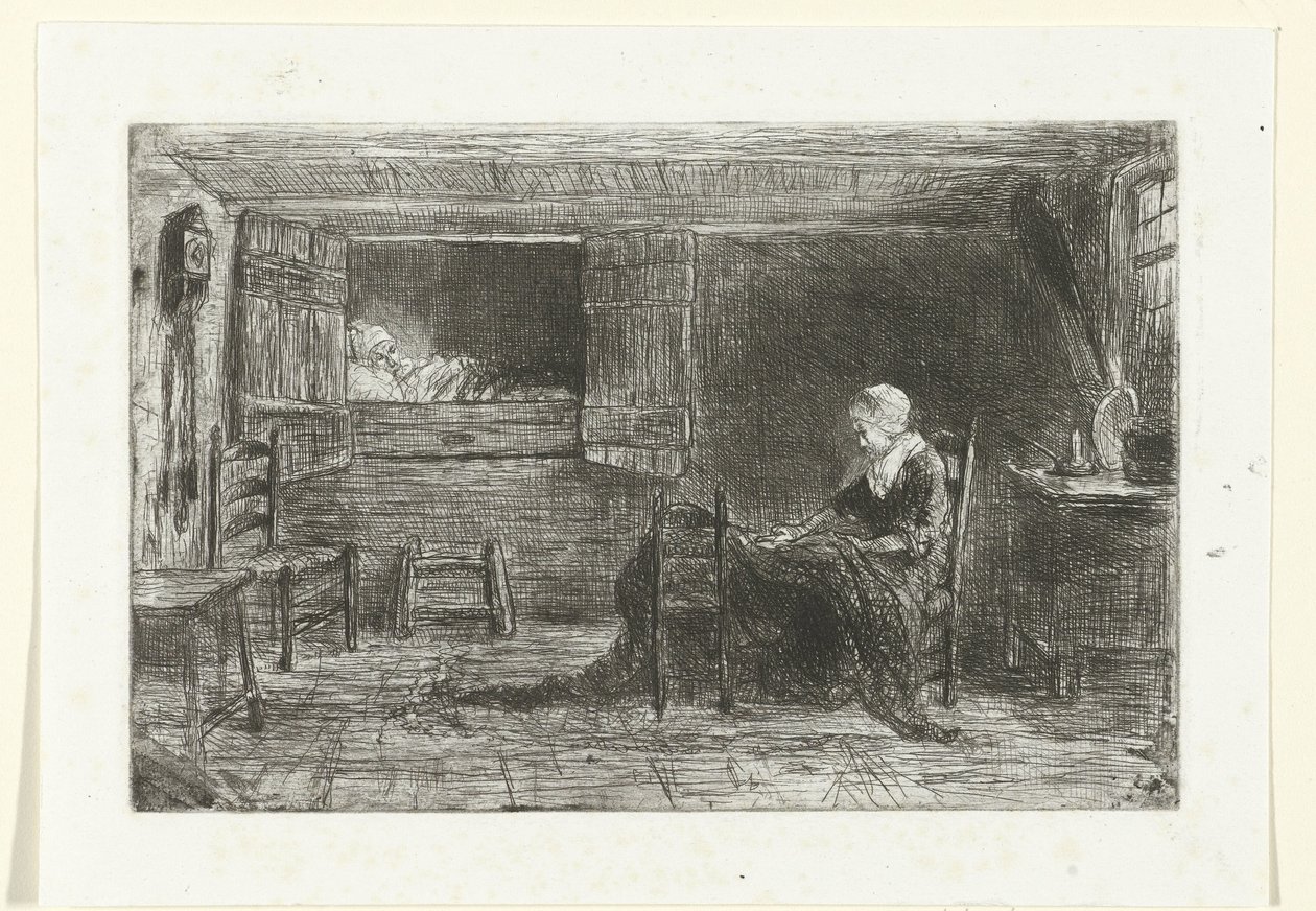 Deux figures dans un intérieur - Jozef Israëls (possibly copy after)