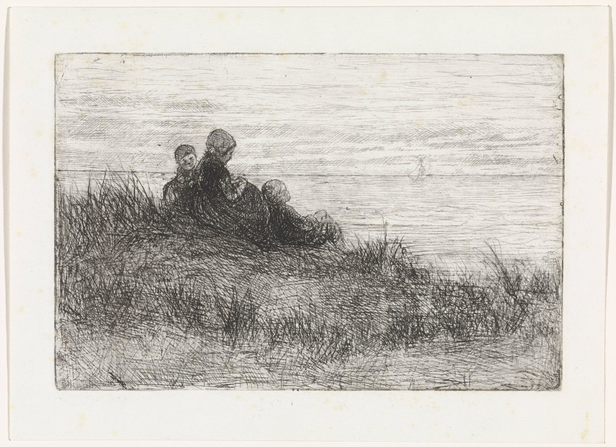 Paysage de dunes avec mère et enfants - Jozef Israëls
