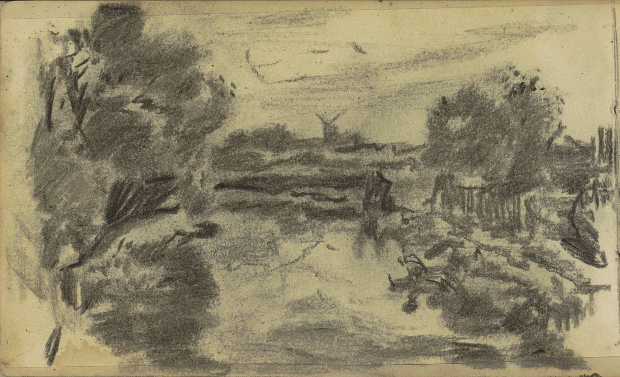 Paysage avec eau et moulin - Jozef Israëls