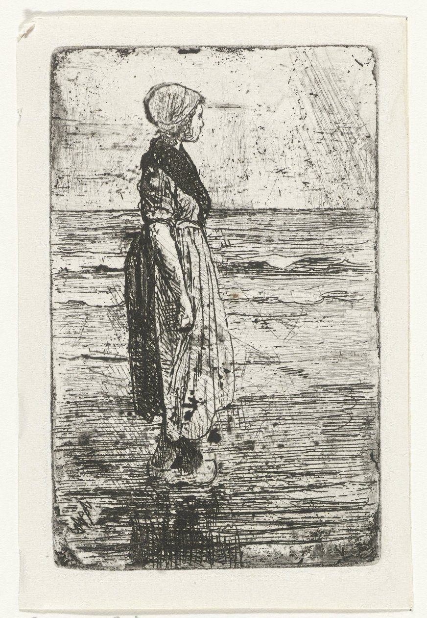 Femme debout sur la plage - Jozef Israëls