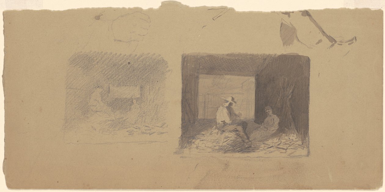 Études de fermiers épluchant du maïs - Jr. Enoch Wood Perry